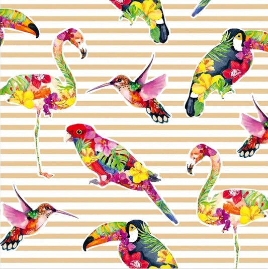 Flamingo Hummingbird Tropical Birds Paper Napkin - Luncheon Size