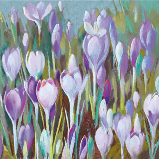 Purple Winter Flower Crocus Paper Napkin - Cocktail Size