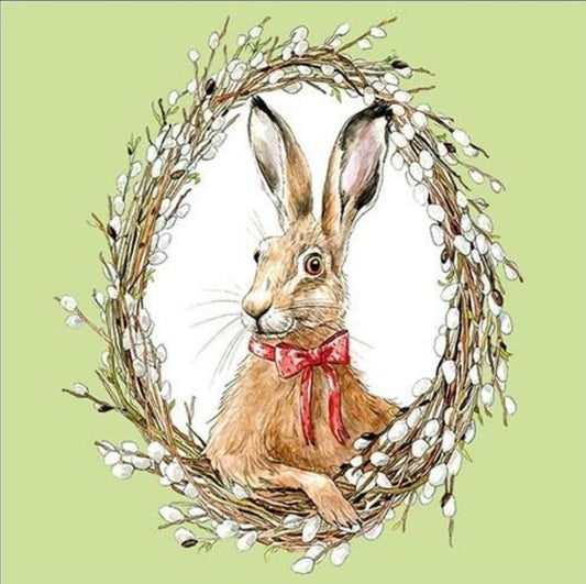 Easter Bunny & Weath Paper Napkin - Luncheon Size