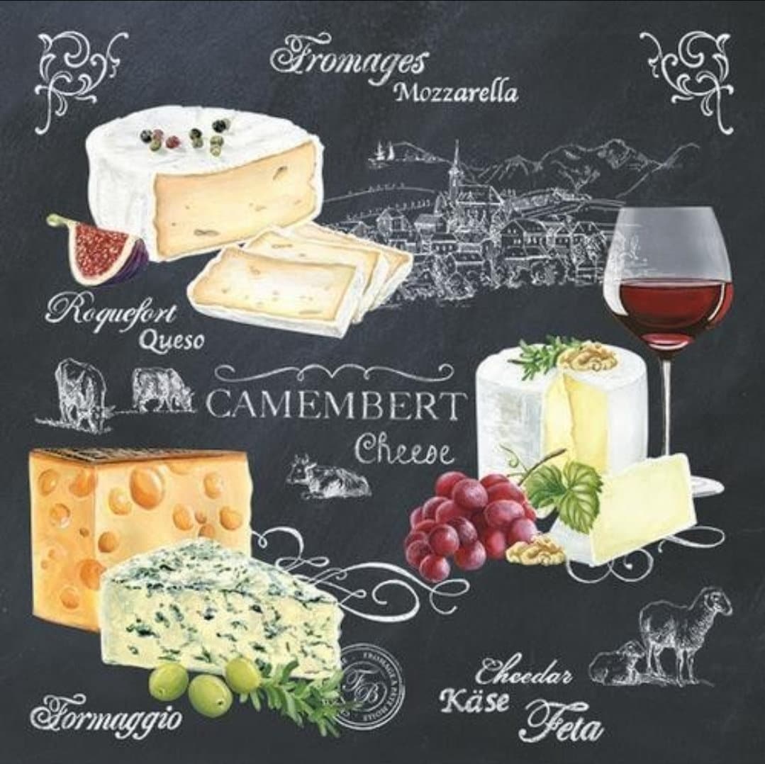 Wine & Cheese Charcuterie Chalk Paper Napkin -Luncheon Size