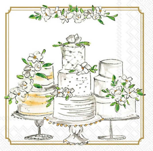 Wedding Cake Paper Napkin - Cocktail Size