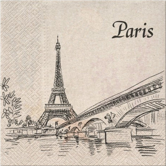 Paris Eiffel Tower Bridge Seine Paper Napkin - Luncheon Size