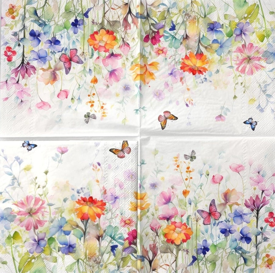 Watercolor Meadow Paper Napkin - Luncheon Size
