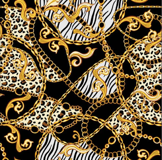 Leopard Zebra Gold Chain Napkin - Luncheon Size