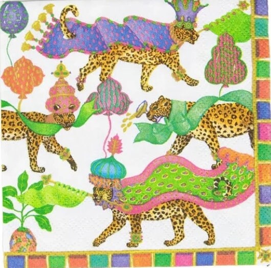 Leopard Cheetah King & Queen Paper Napkin - Cocktail Size