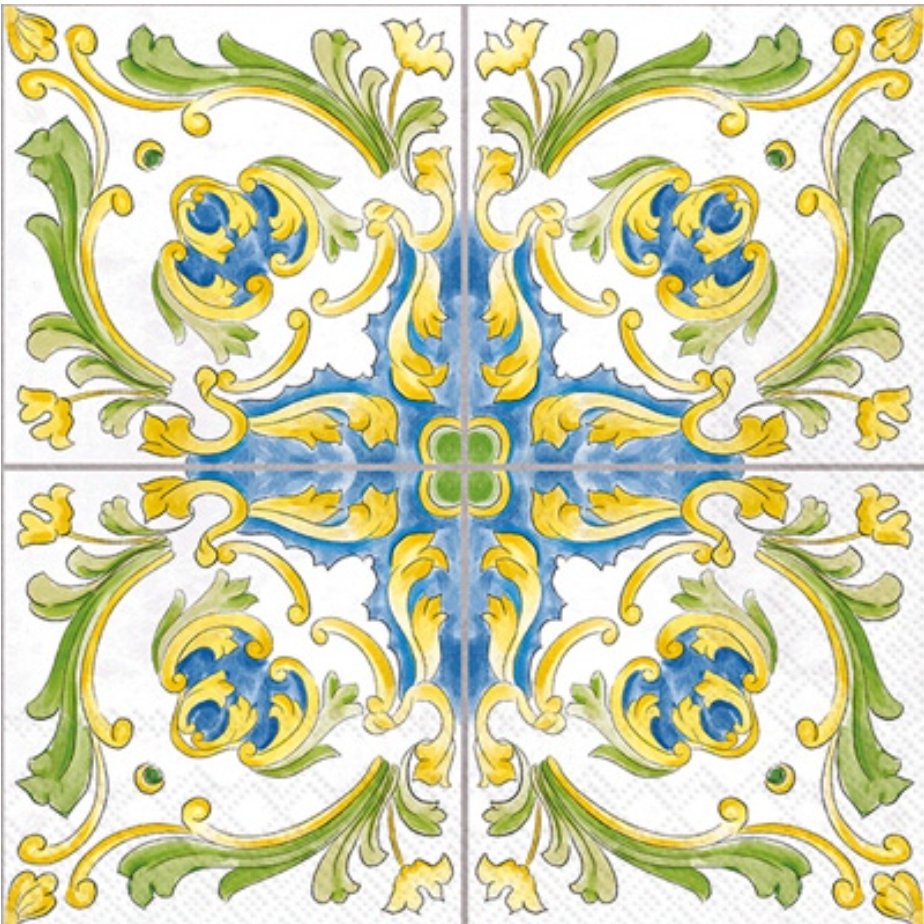 Mediterranean Tile Paper Napkin - Cocktail Size