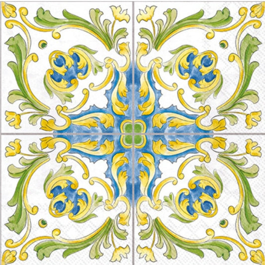 Mediterranean Tile Paper Napkin - Cocktail Size
