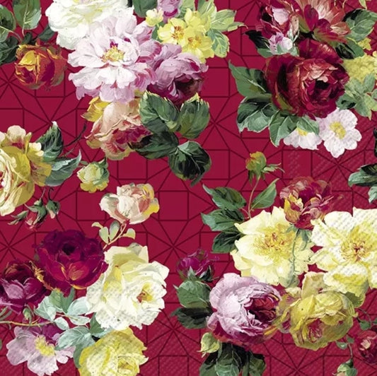 Roses Red Yellow Paper Napkin - Luncheon Size