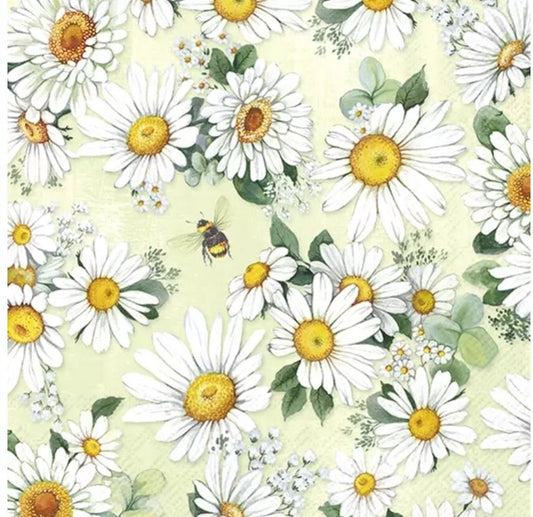 Daisy Bumble Bee Paper Napkin - Cocktail Size