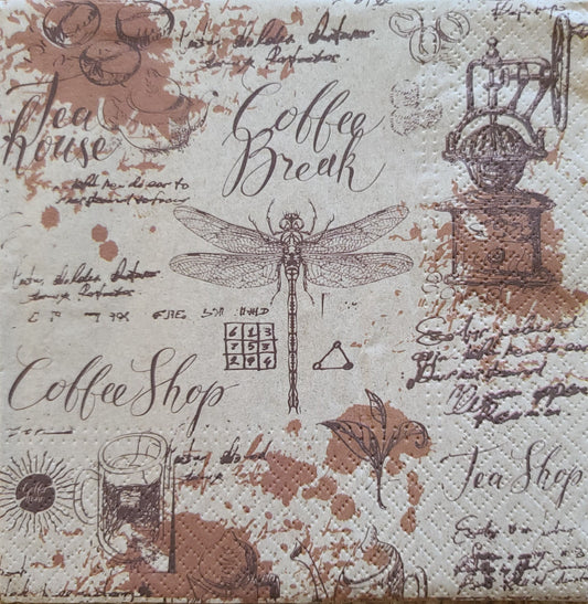 Coffee Cafe Dragonfly Paper Napkin -  Luncheon Size