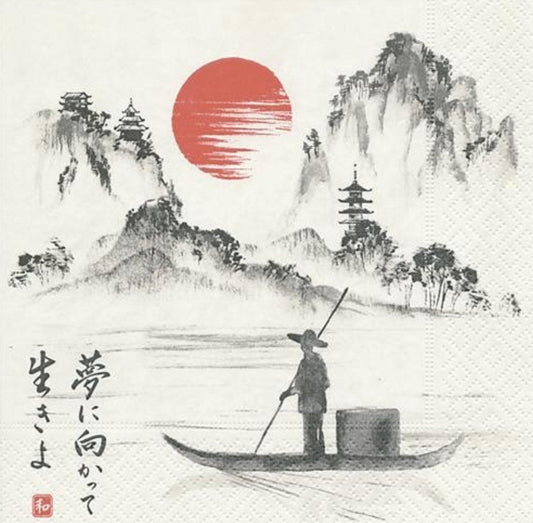 Japan Boat Mountains Paper Napkin - Luncheon Size