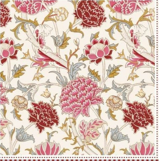 Vintage Floral Pink Red Tulip Paper Napkin - Luncheon Size