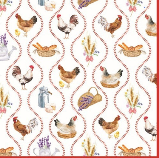 Chicken Lavender Bread Farmhouse Paper Napkin - Luncheon Size