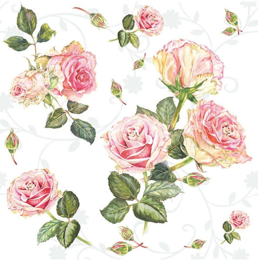 Vintage Roses Blooming Paper Napkin - Luncheon Size