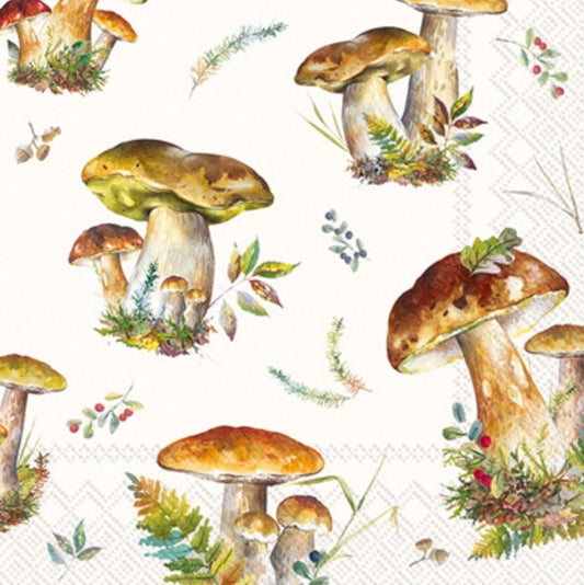 Mushroom Forest Botany Paper Napkin - Luncheon Size