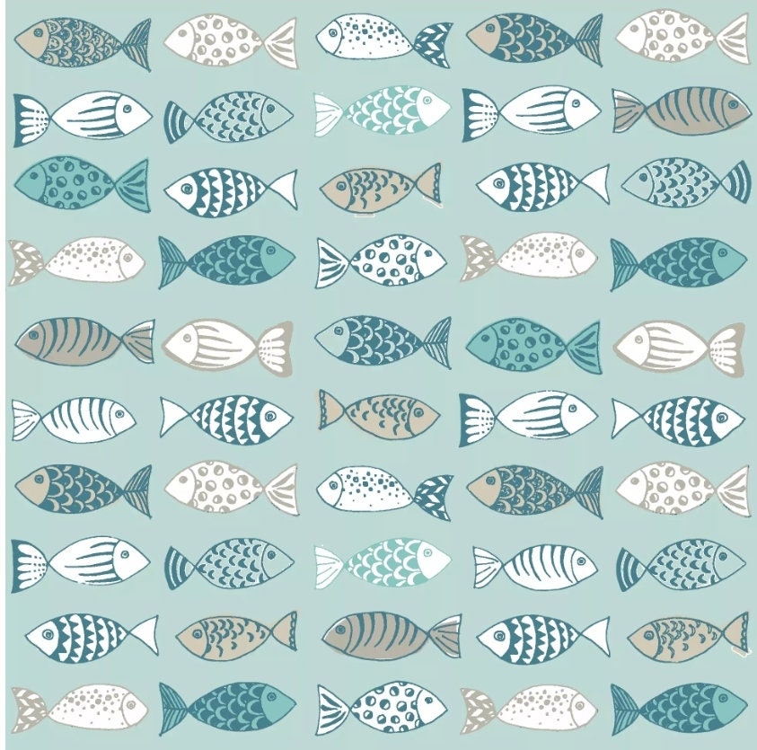 Little Fish Teal Paper Napkin - Luncheon Size