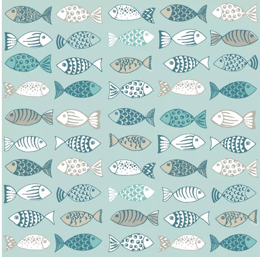 Little Fish Teal Paper Napkin - Luncheon Size