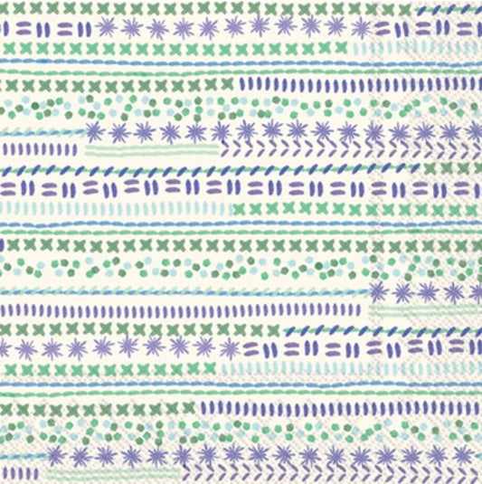 Stripe & Dots Purple Green Paper Napkin - Cocktail Size