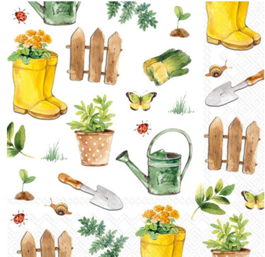 Gardening Watering Can Paper Napkin - Cocktail Size