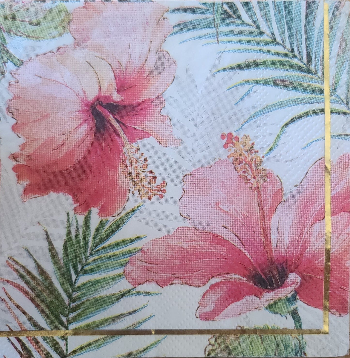 Tropical Hibiscus Flowers Paper Napkin - Cocktail Size