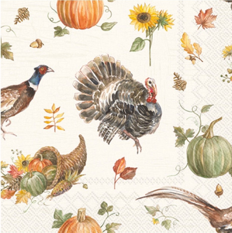 Fall Cornucopia  Paper Napkin - Cocktail Size