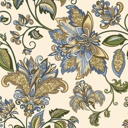 Gold Blue Paisley Jacobean Paper Napkin - Luncheon Size