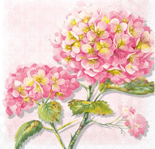 Pink Hydrangea Paper Napkin - Cocktail Size