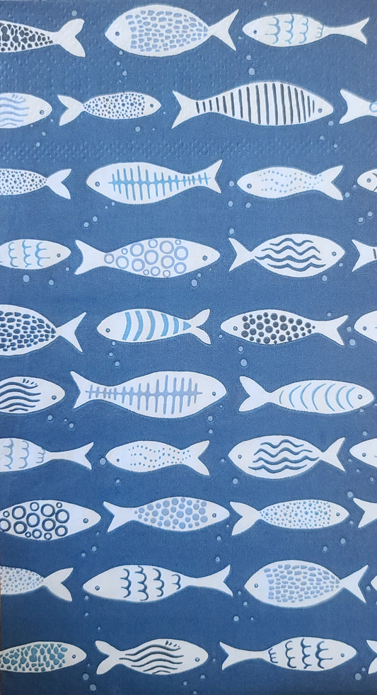 Ocean Fish Blue & White Paper Napkin - Guest Size
