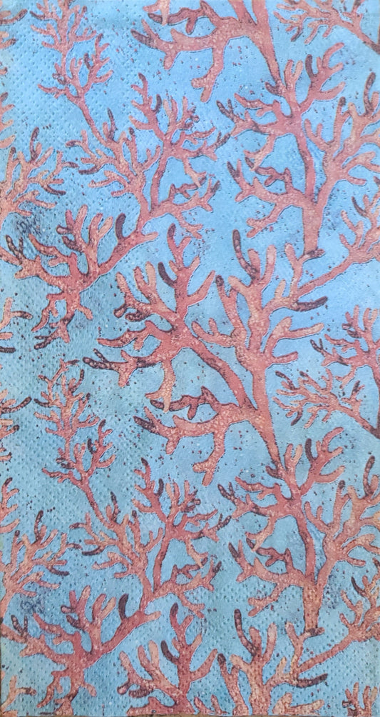 Ocean Coral Blue & Red Paper Napkin - Guest Size