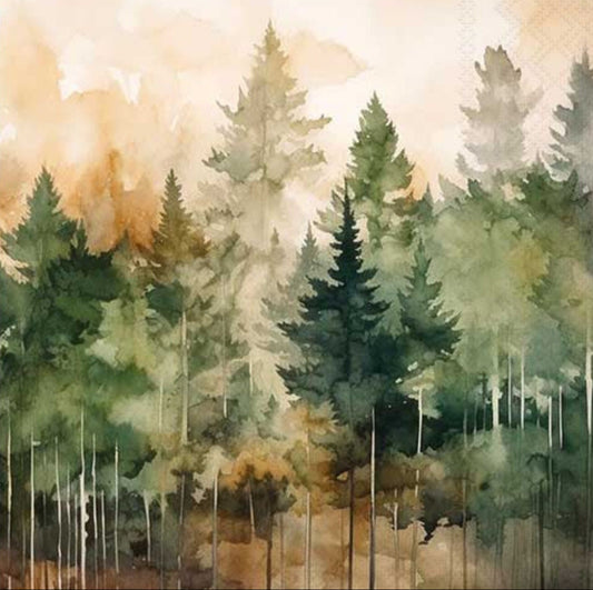 Fall Forest Landscape Paper Napkin - Luncheon Size