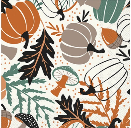 Fall Collage Paper Napkin - Cocktail Size