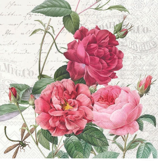 Rose Buds Paper Napkin - Cocktail Size