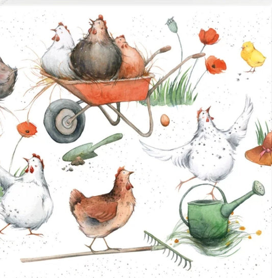 Chicken Rooster Gardening Friends Paper Napkin - Luncheon Size