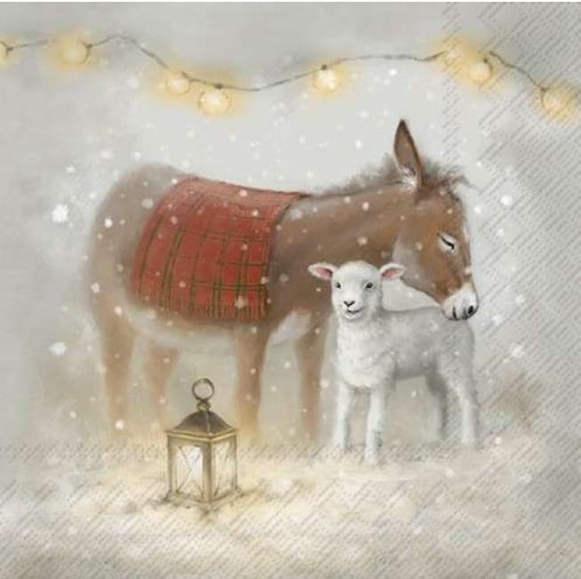 Christmas Donkey & Lamb Friends  - Luncheon Size