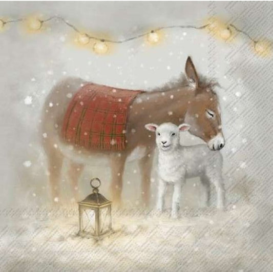 Christmas Donkey & Lamb Friends  - Luncheon Size