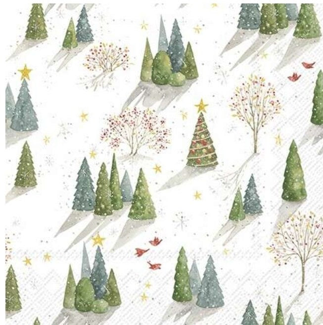 Winter Forest Christmas Tree Landscape Paper Napkin - Luncheon Size