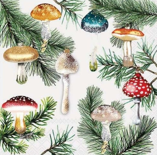 Christmas Mushroom Ornaments Paper Napkin - Luncheon Size