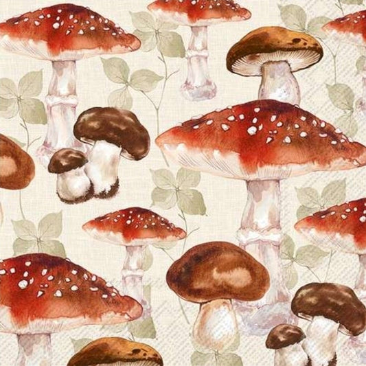 Fall Mushroom Paper Napkin - Luncheon  Size