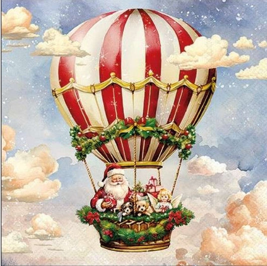 Nostalgic Santa Puppies Balloon Paper Napkin - Luncheon Size