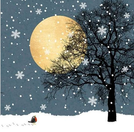 Christmas Bird Moon Paper Napkin - Luncheon Size
