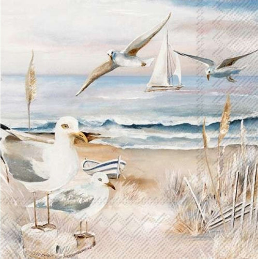 Seagull Ship Beach Paper Napkin - Luncheon Size