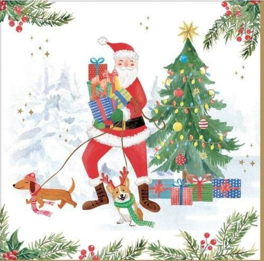 Santa Dogs & Bicycle Paper Napkin - Luncheon Size