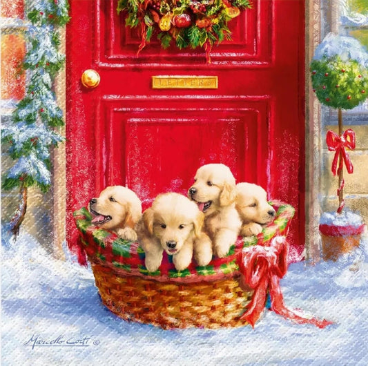 Christmas Puppies Dogs uppy Paper Napkin - Luncheon Size