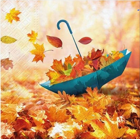 Fall Leaves Umbrella Rain  -Luncheon Size