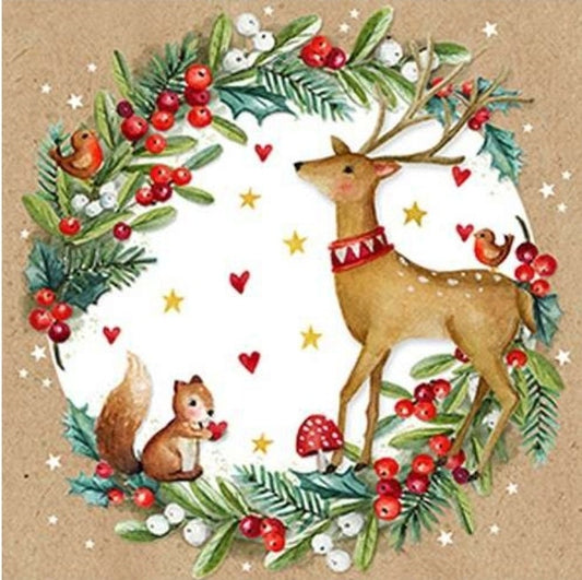 Christmas Reindeer Squirrel Deer Paper Napkin - Luncheon Size
