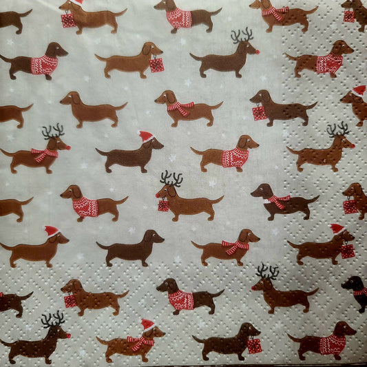 Christmas Dauchsund Reindeer Dog Paper Napkin - Luncheon Size