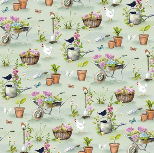 Garden & Chicken Paper Napkin - Cocktail Size