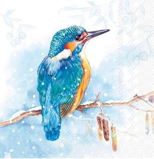 Christmas Kingfisher Bird Paper Napkin - Luncheon Size