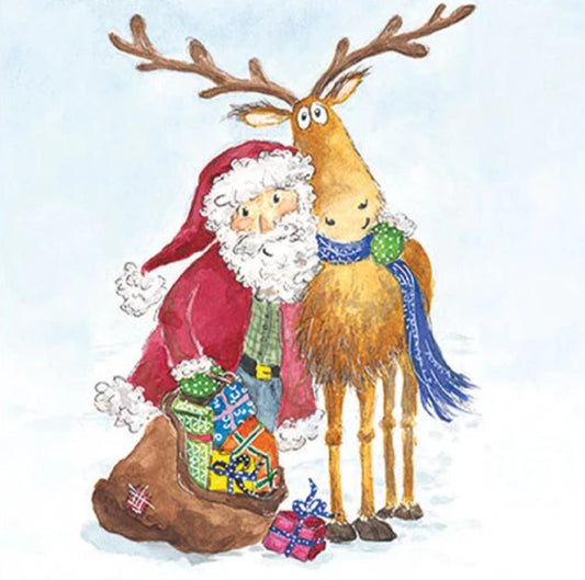 Santa Hug Paper Napkin - Luncheon Size
