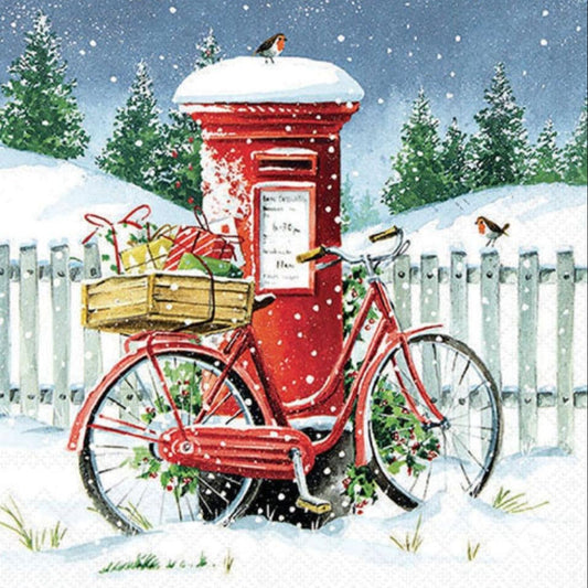 Christmas Pike Postal Letters Paper Napkin - Luncheon Size